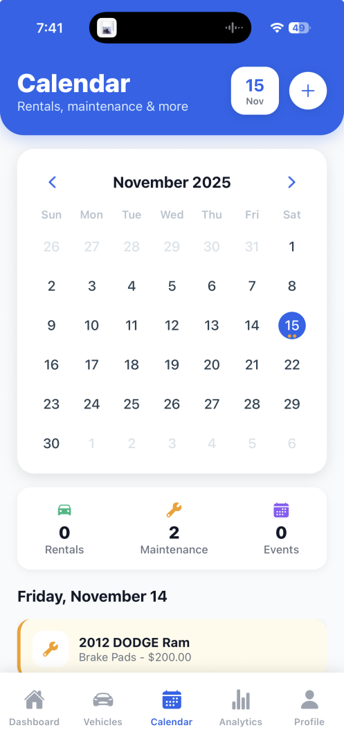 Calendar Screen